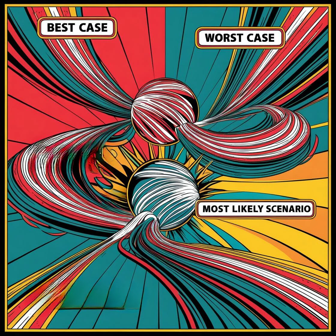 Best-case, worst-case and most-likely customer outcomes in a simulation